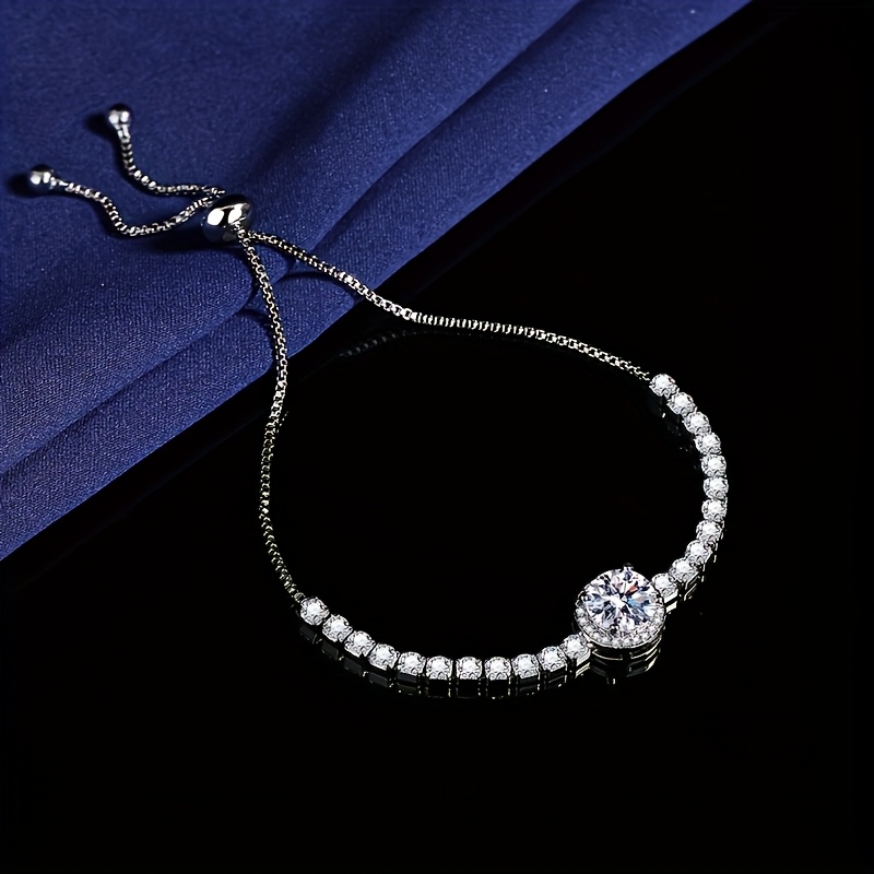 Elegant Round Circle Bag Bracelet, Sparkling Zirconia